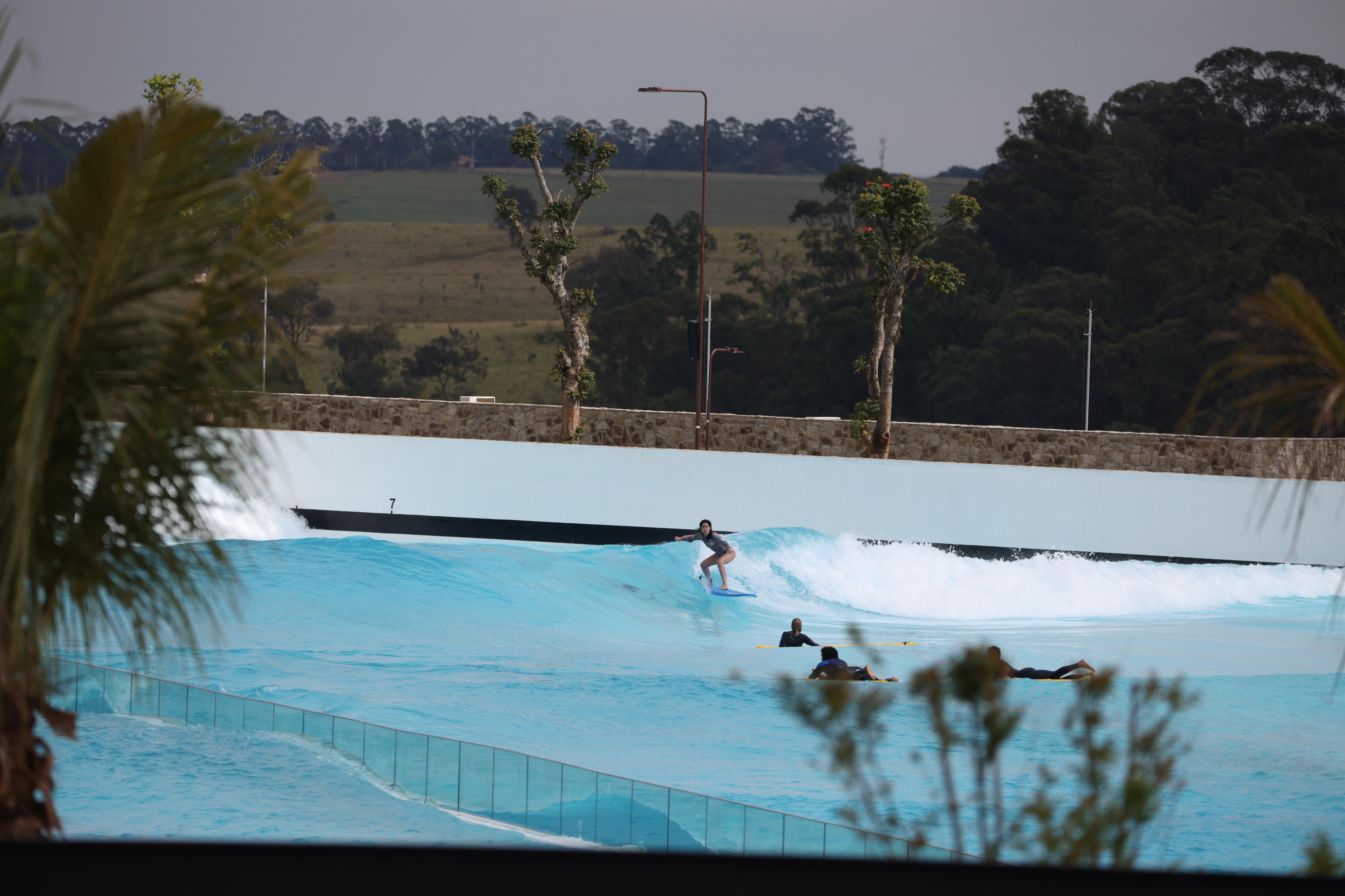Person sufing at a wavegarden cove