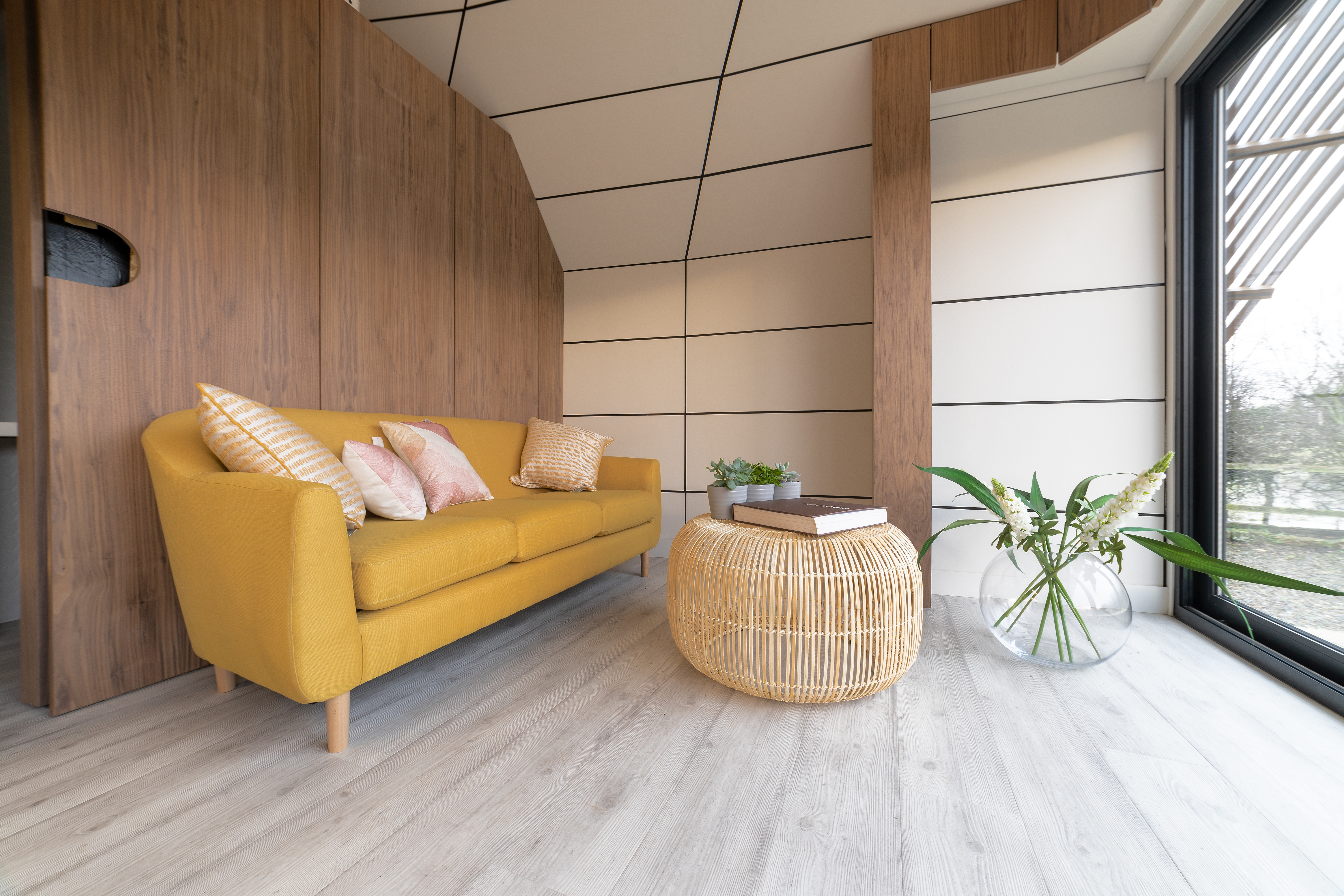 Waterfront lodge living spaces at Lost Shore