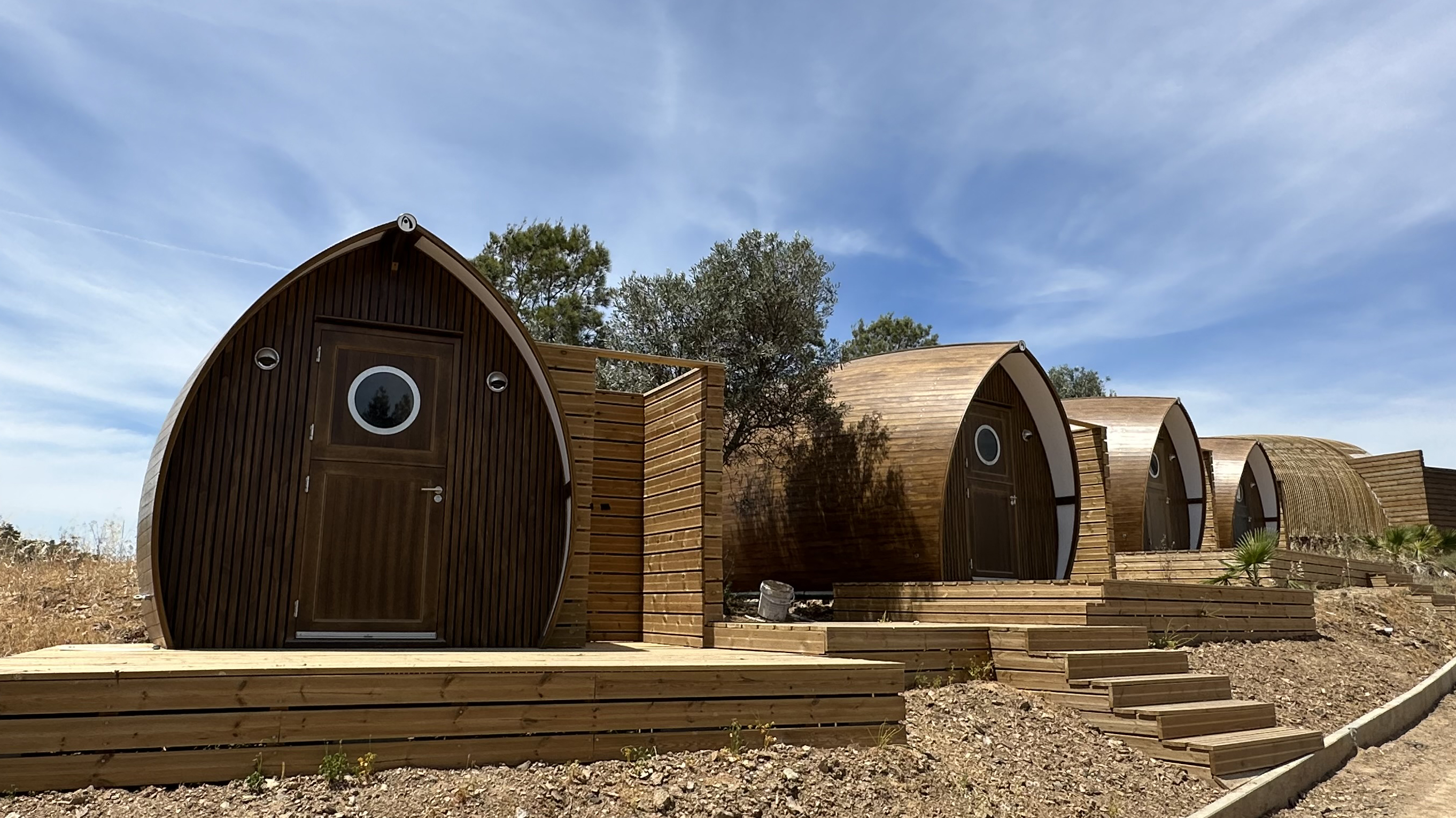 A row of two person pods at Lost Shore